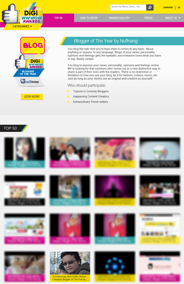 Top 50 Blogger of The Year by Nuffnang