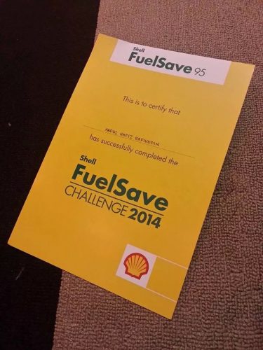 Shell FuelSave Challenge cert