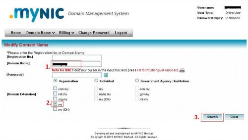 Cara tukar domain nameserver Mynic