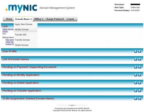 Modify domain nameserver Mynic