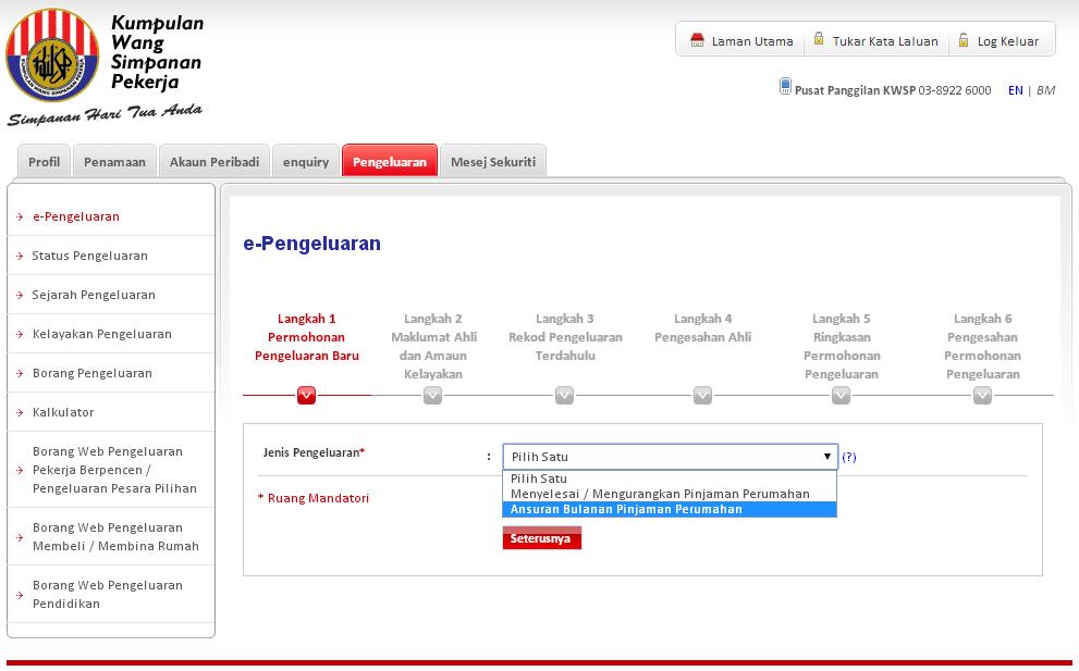 Keluar duit daripada akaun 2 KWSP